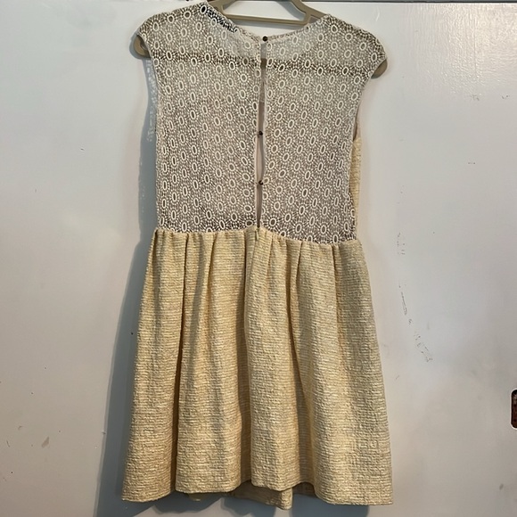 Zara yellow tweed and lace dress - Picture 3 of 4